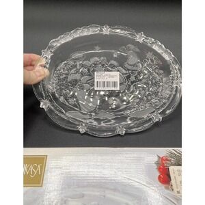 MIKASA Holiday Lights SWEET DISH 9" Crystal Glass ANGELS CHRISTMAS Serving Plate